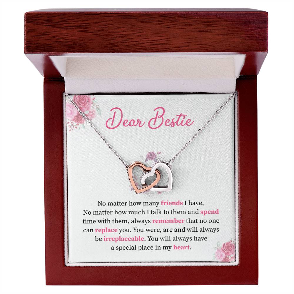 Interlocking Heart Necklace For Bestie with Gift Card