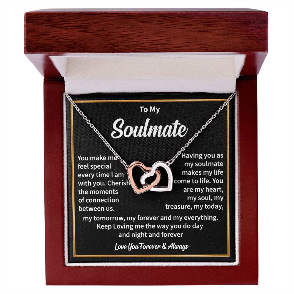 Soulmate Hearts Necklace with Message Card & Gift Box