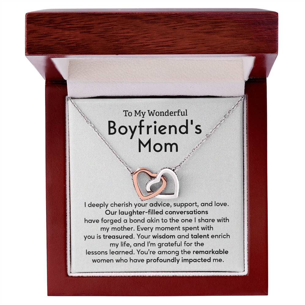 To My Wonderful Boyfriend's Mom Boyfriend’s Mom Appreciation Gift Necklace For Mom’s Wisdom And Talent Special Bond With Boyfriend’s Mom Necklace Meaningful Gift For Boyfriend’s Mom Necklace For Family Bond Unique Family Bond Necklace