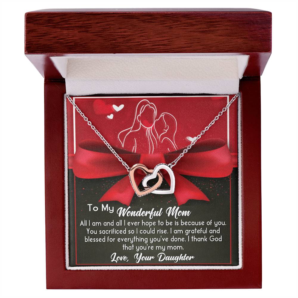 To My Wonderful Mom Necklace – Daughter Gift with Heartfelt Card