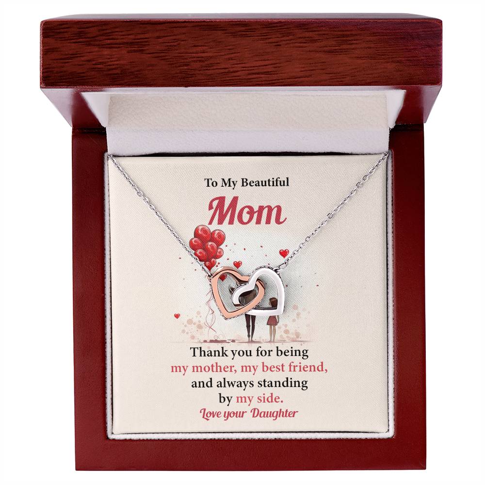 Mom Necklace from Daughter – Gift Box Message Card