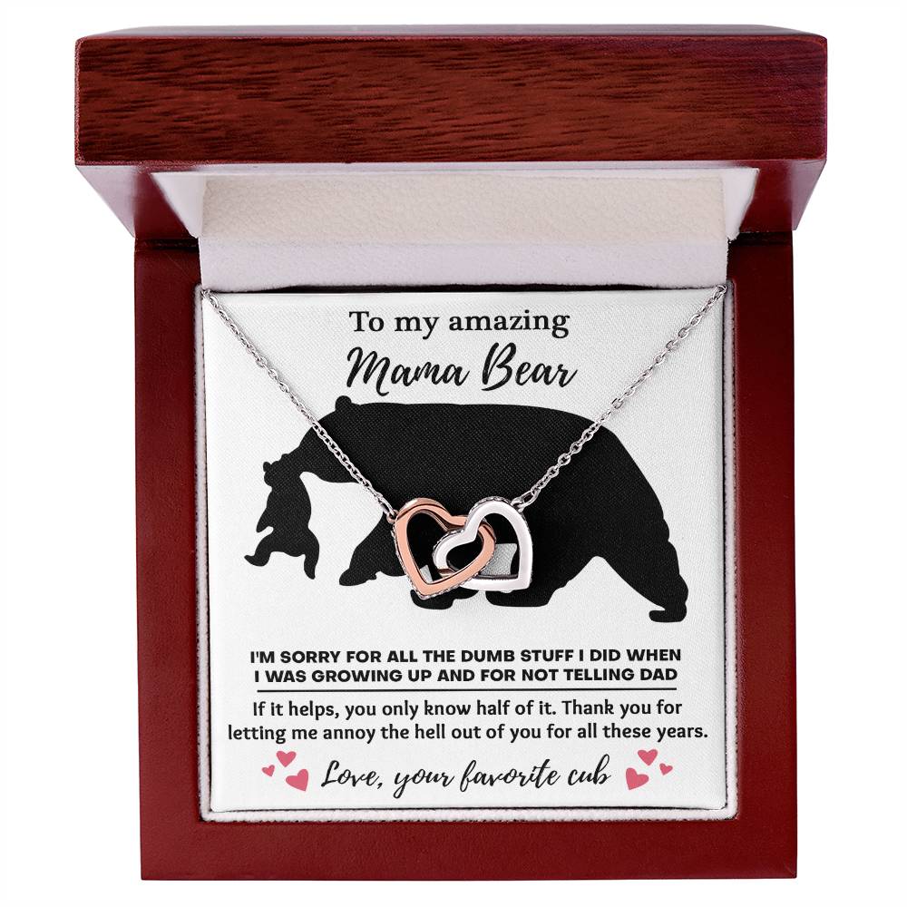 Mama Bear Necklace with Funny Card – Gift from Son or Daughter