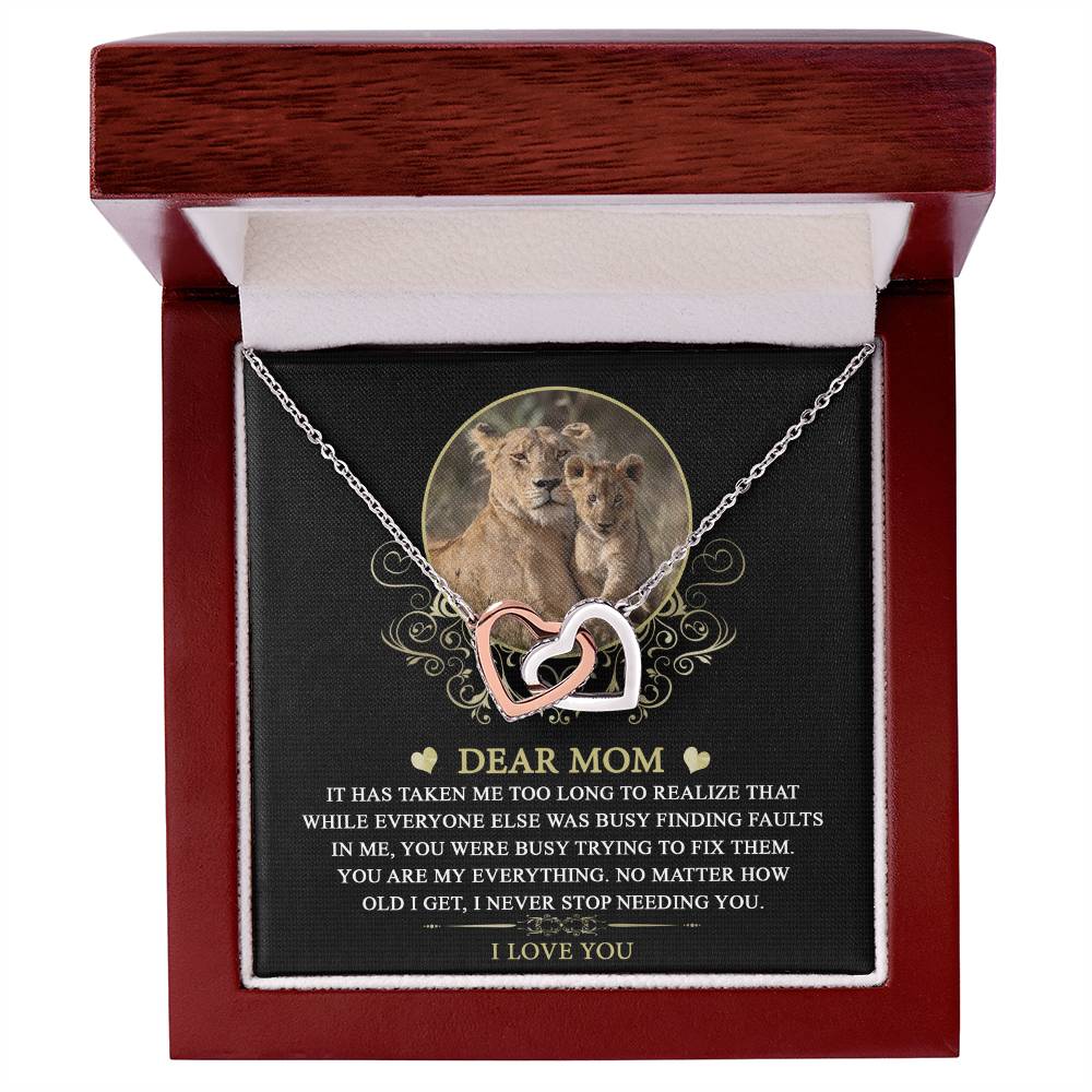 Mom Necklace Gift with Lion Theme – Heartfelt Message Card Inside