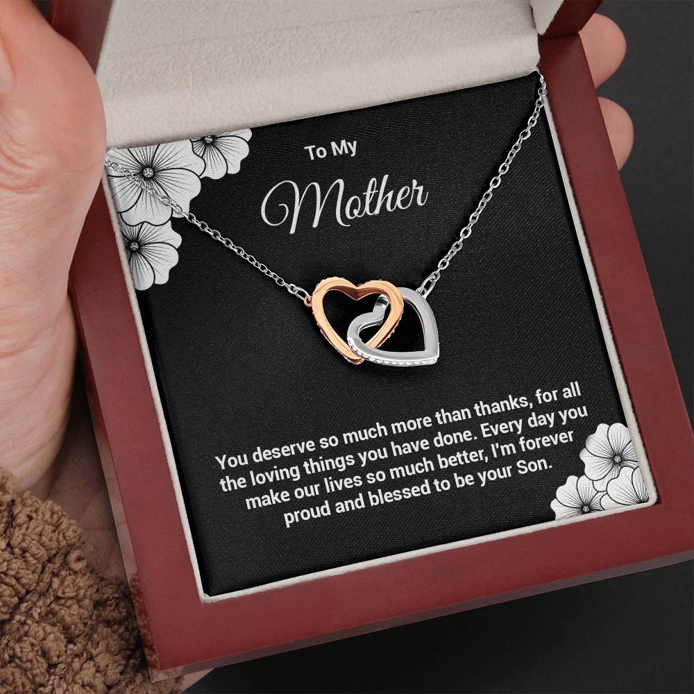 Mother Necklace Gift from Son with Message Card
