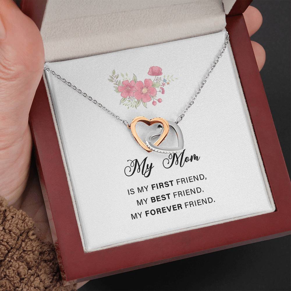Interlocking Hearts Necklace For Mon with Sweet Message