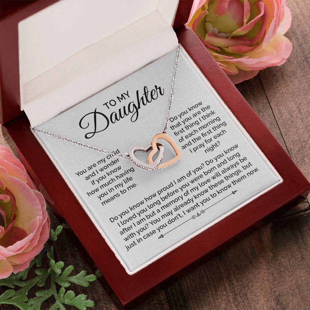 To My Daughter Interlocking Hearts Necklace Gift