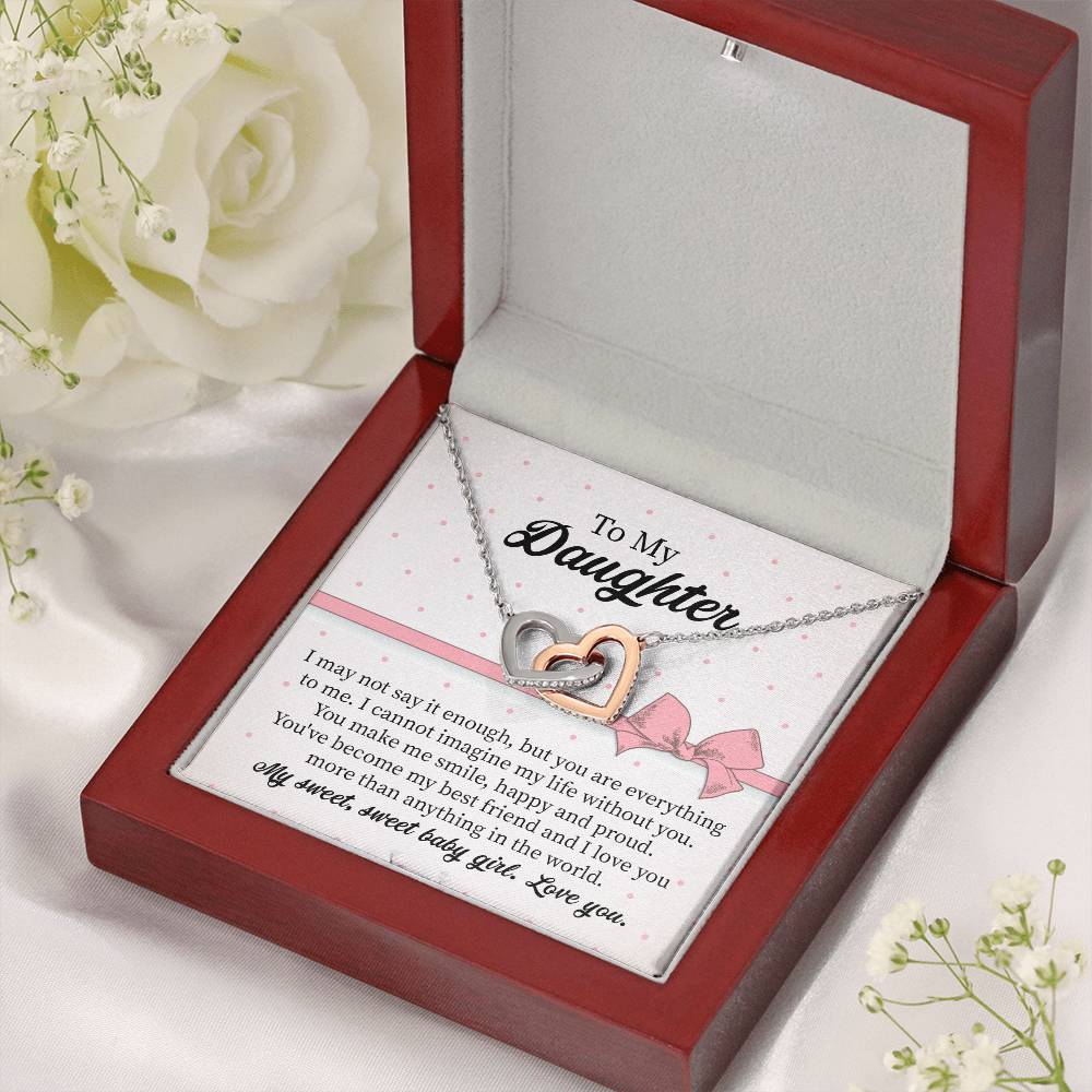 To My Daughter Interlocking Hearts Necklace Gift