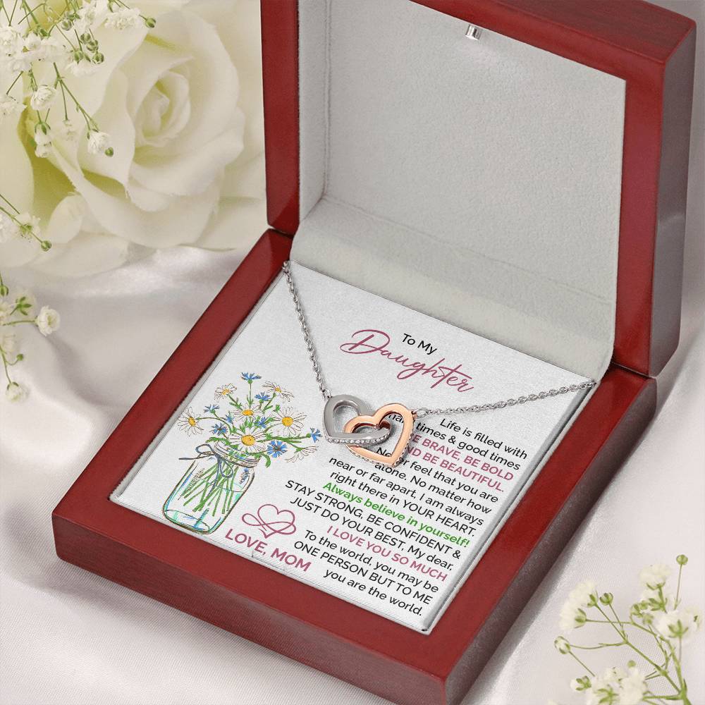 Daughter Necklace Gift with Floral Card from Mom