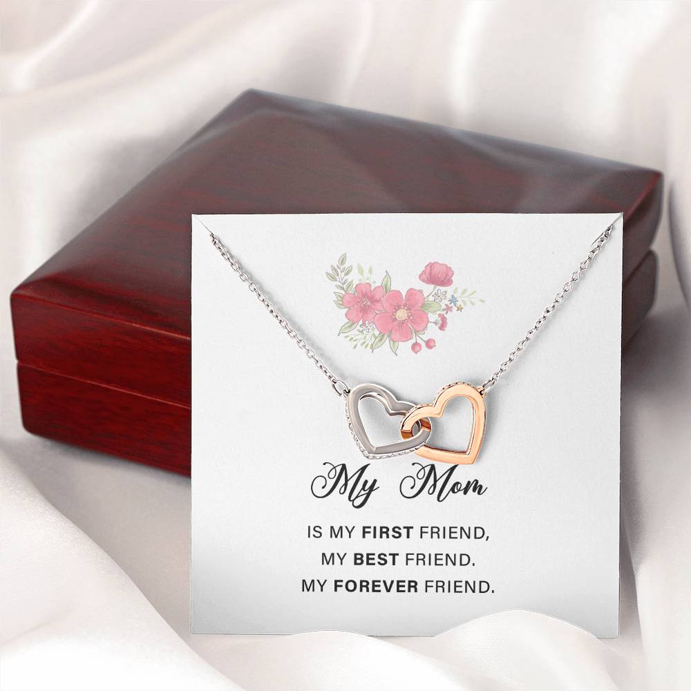 Interlocking Hearts Necklace For Mon with Sweet Message