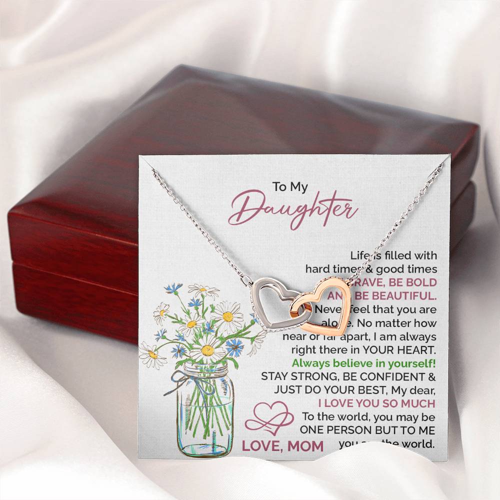 Daughter Necklace Gift with Floral Card from Mom