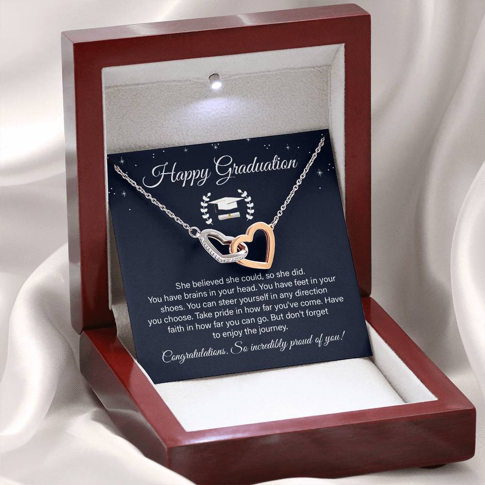Graduation Gift Necklace– Heart Pendant With Message Card