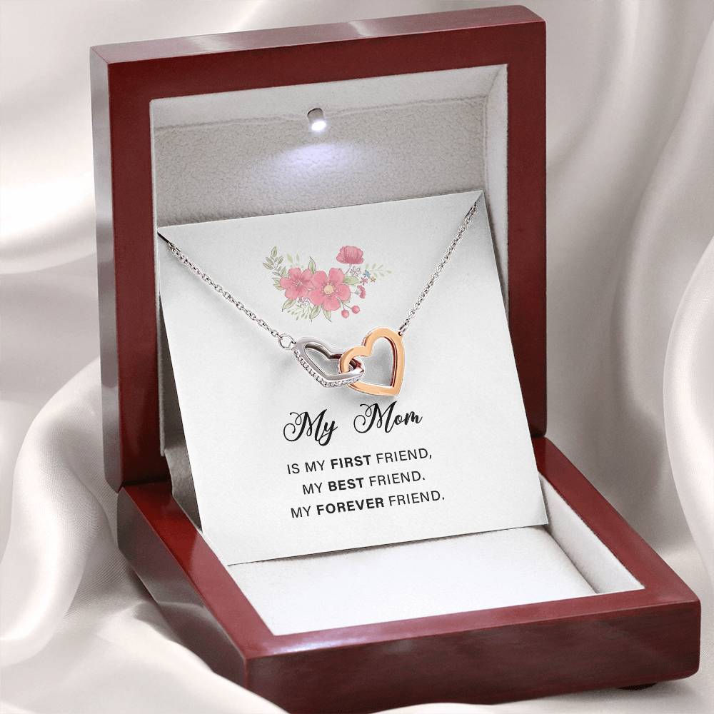 Interlocking Hearts Necklace For Mon with Sweet Message