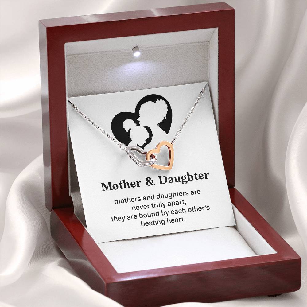 Mother Daughter Necklace Gift – Bonded by Heart Message Card