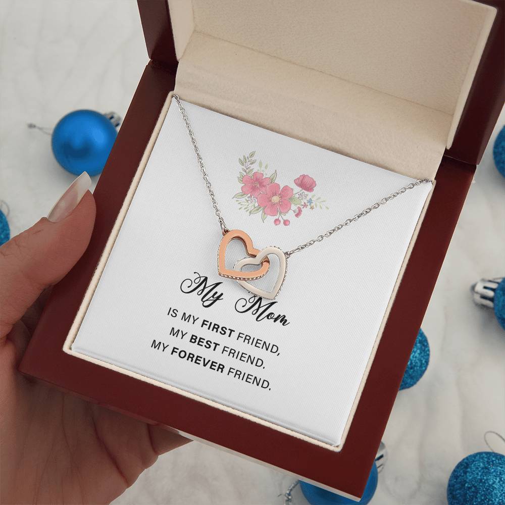 Interlocking Hearts Necklace For Mon with Sweet Message