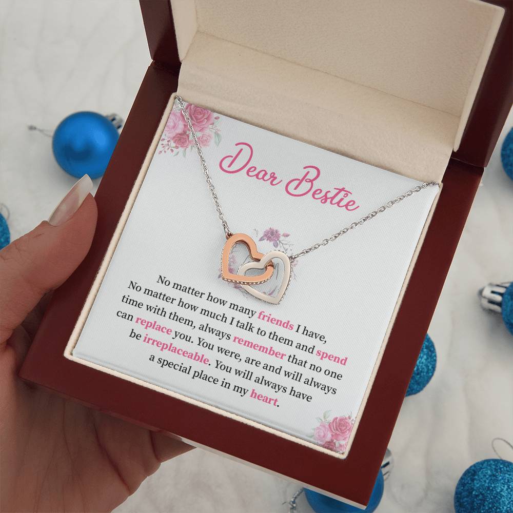 Interlocking Heart Necklace For Bestie with Gift Card