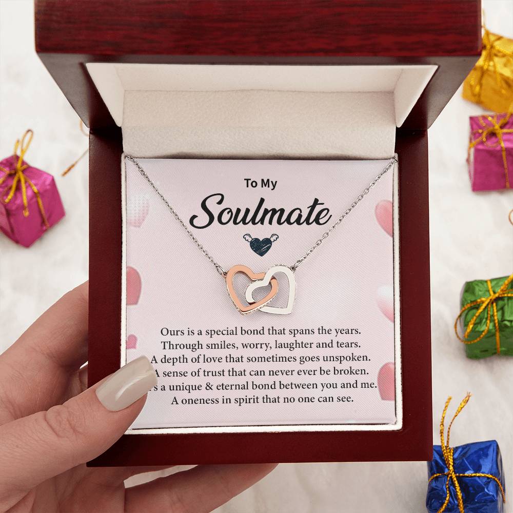 Romantic Soulmate Necklace for Her with Message Card