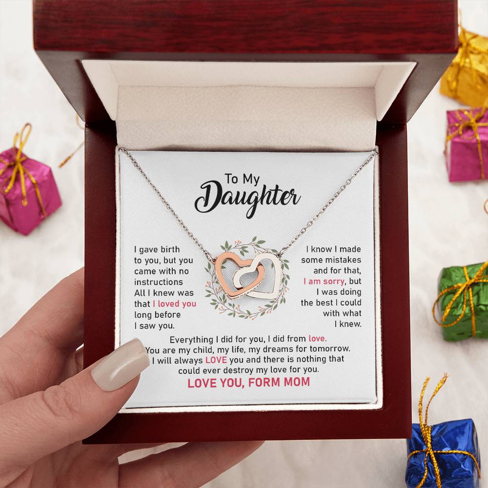 Daughter Necklace from Mom with Loving Apology Card