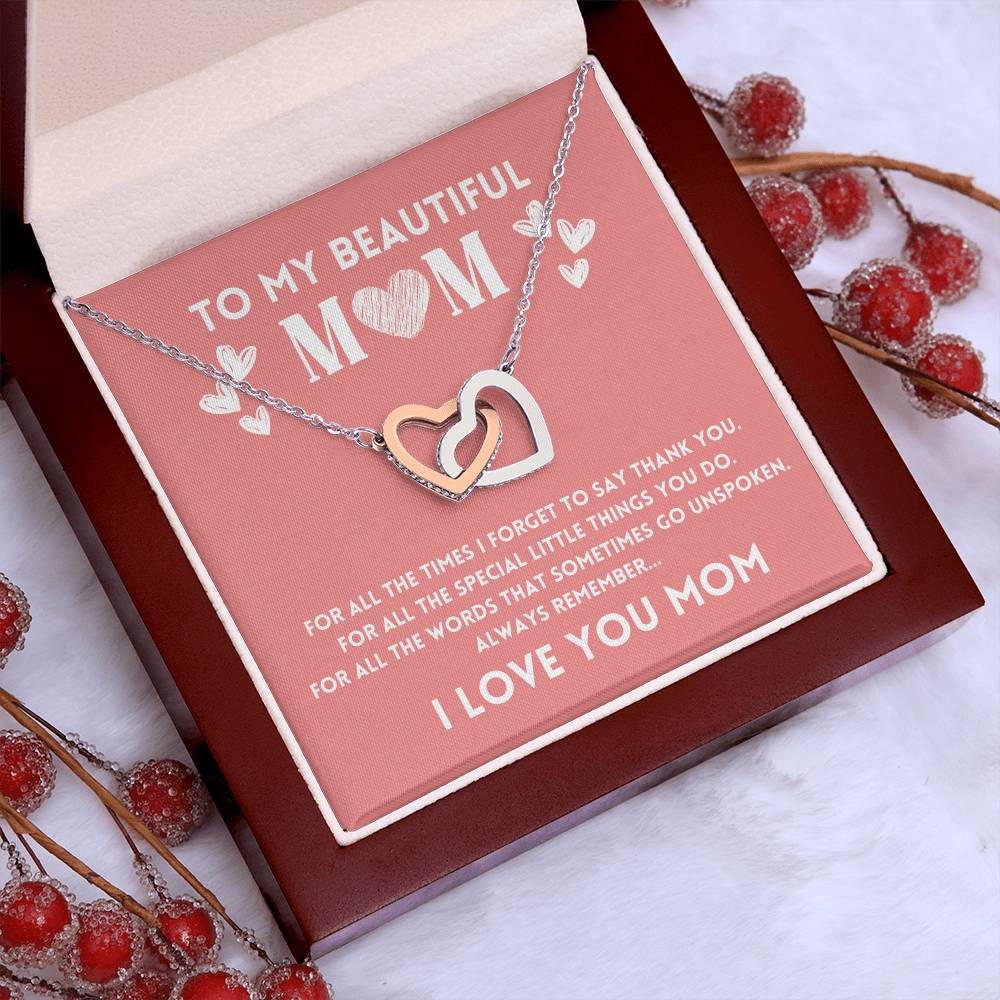 Mom Necklace Gift from Daughter with Love Message