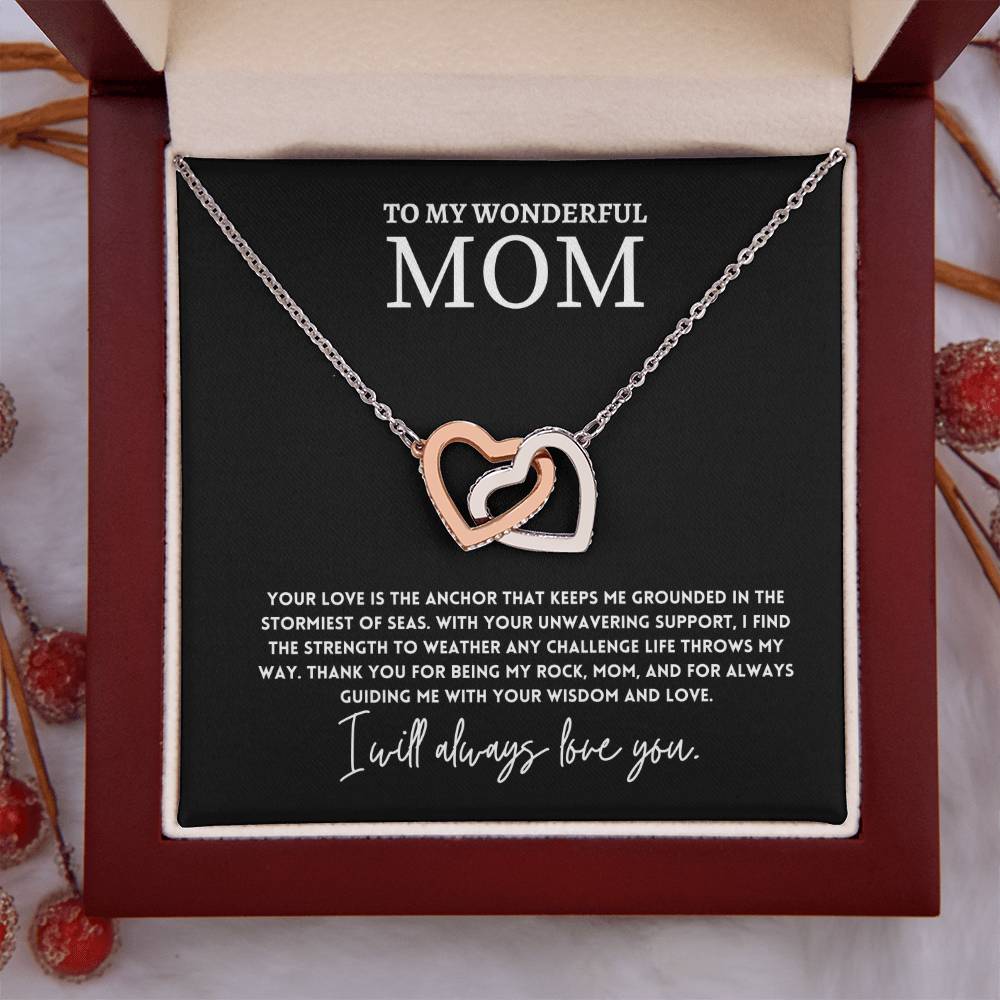 Interlocking Hearts Mom Necklace Gift from Daughter