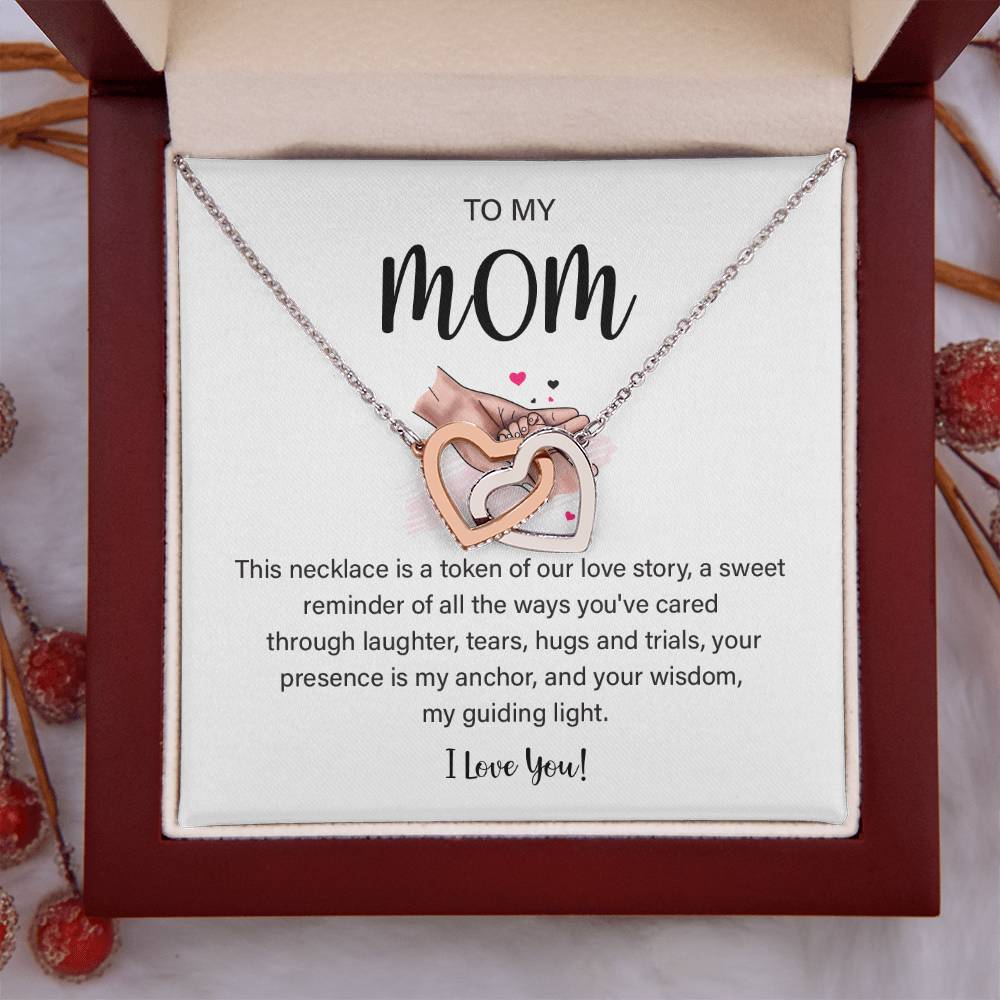 Mom Necklace with Heart Pendant and Loving Note