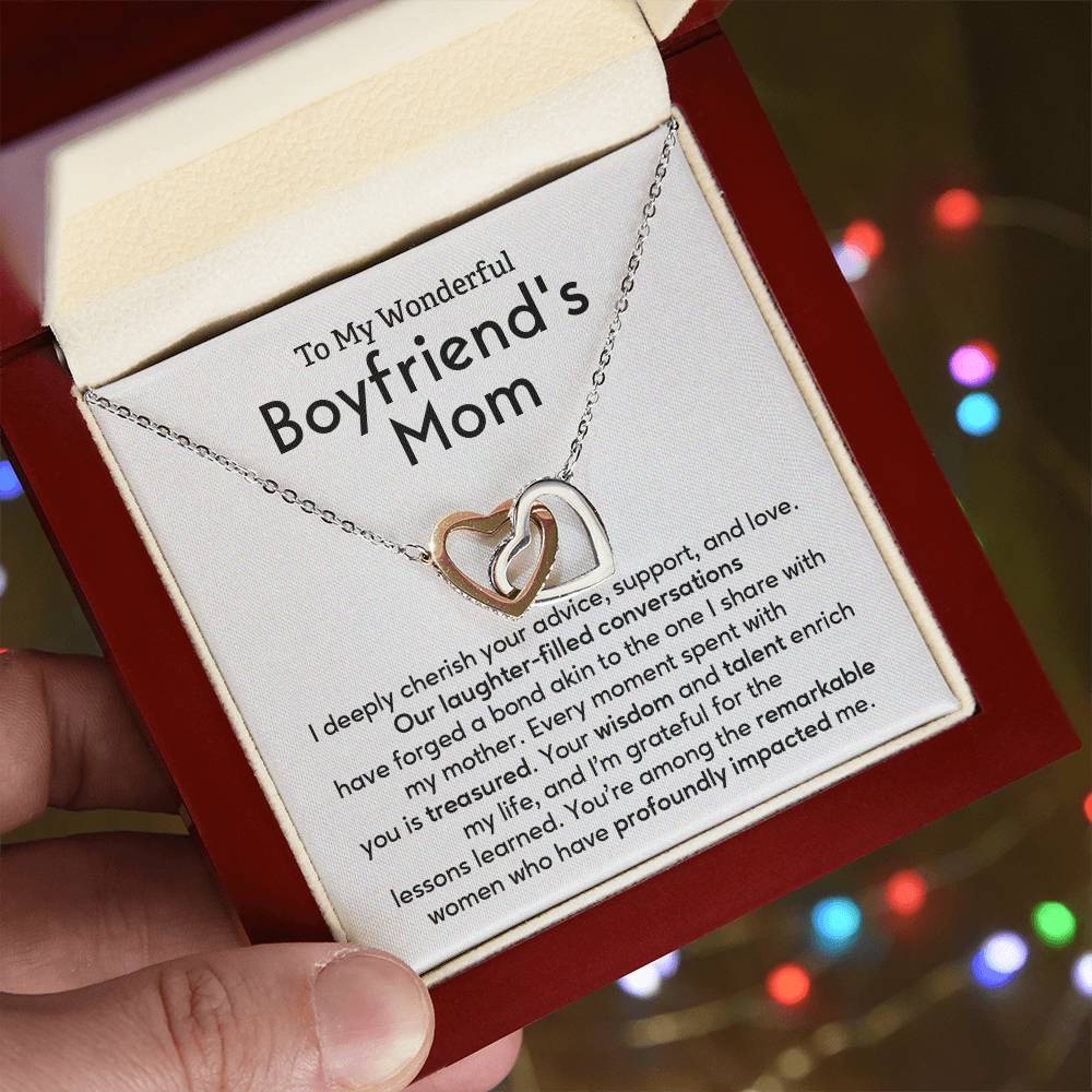 To My Wonderful Boyfriend's Mom Boyfriend’s Mom Appreciation Gift Necklace For Mom’s Wisdom And Talent Special Bond With Boyfriend’s Mom Necklace Meaningful Gift For Boyfriend’s Mom Necklace For Family Bond Unique Family Bond Necklace