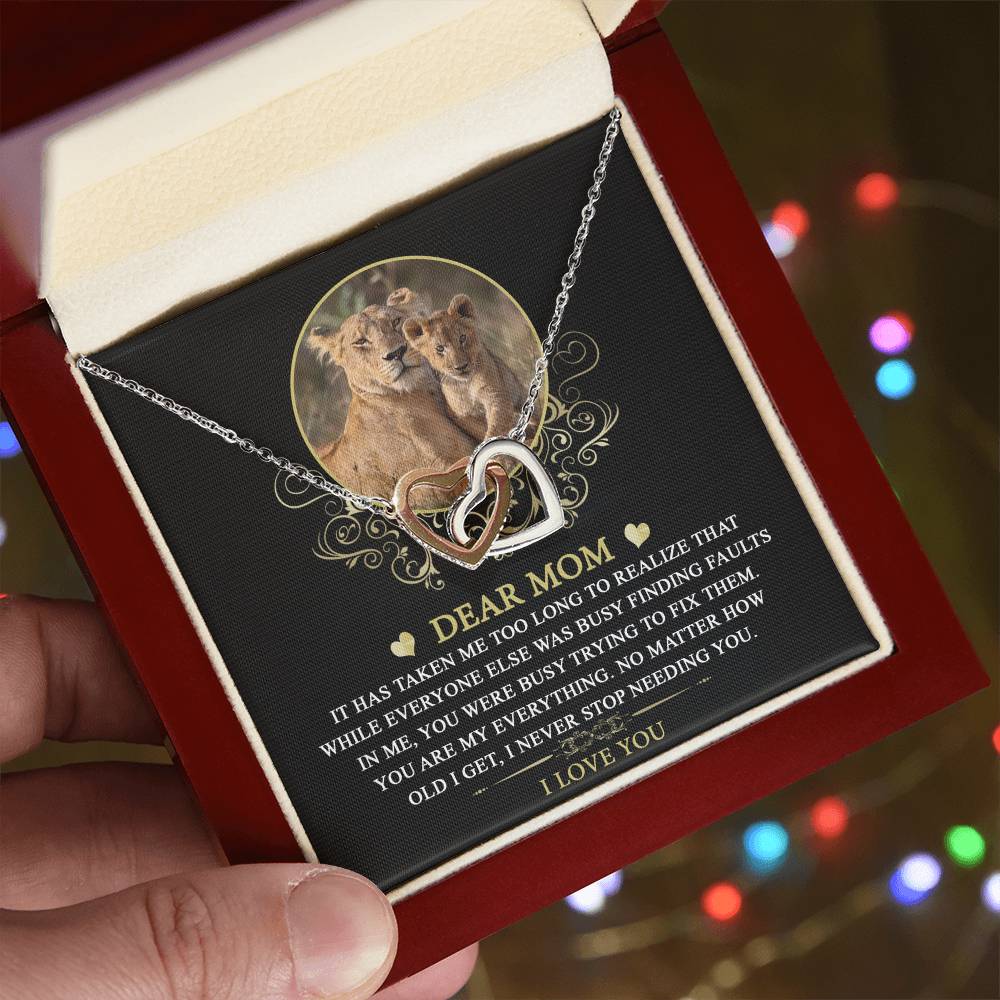 Mom Necklace Gift with Lion Theme – Heartfelt Message Card Inside