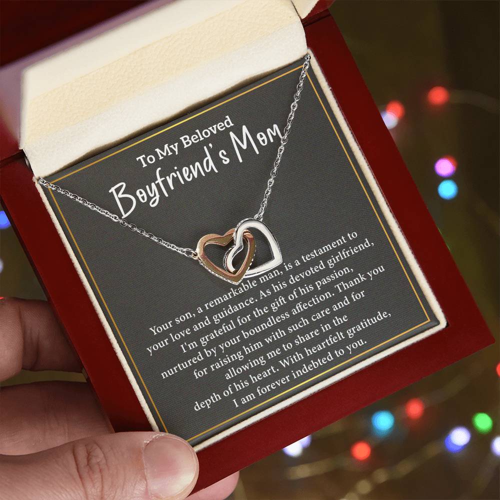 To My Beloved Boyfriend's Mom Heartfelt Message Necklace For Mom Necklace For Boyfriend’s Family Bond Mother-son Bond Necklace Beloved Boyfriend’s Mom Necklace Gift Gift For Boyfriend’s Mom Unique Gift For Boyfriend’s Mom