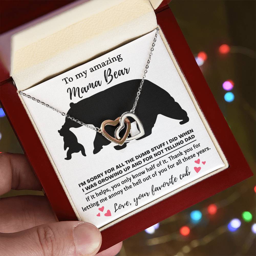 Mama Bear Necklace with Funny Card – Gift from Son or Daughter