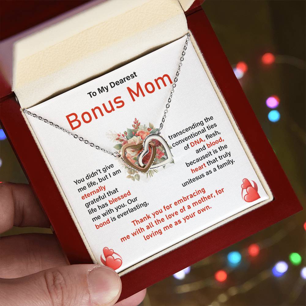 Bonus Mom Necklace Gift from Daughter with Card