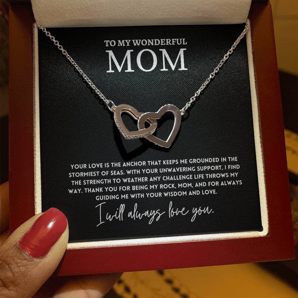 Interlocking Hearts Mom Necklace Gift from Daughter