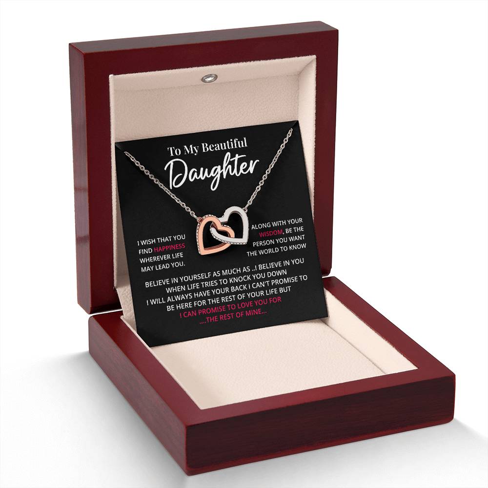Daughter Necklace Gift with Love & Wisdom Message Card