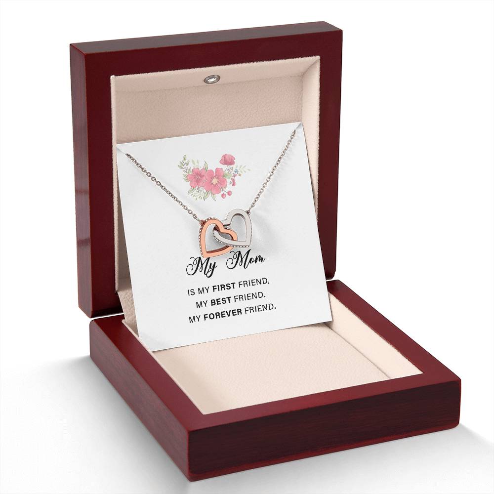 Interlocking Hearts Necklace For Mon with Sweet Message