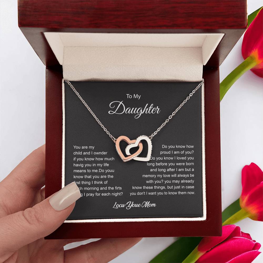 To My Daughter Necklace with Love and Prayer Card