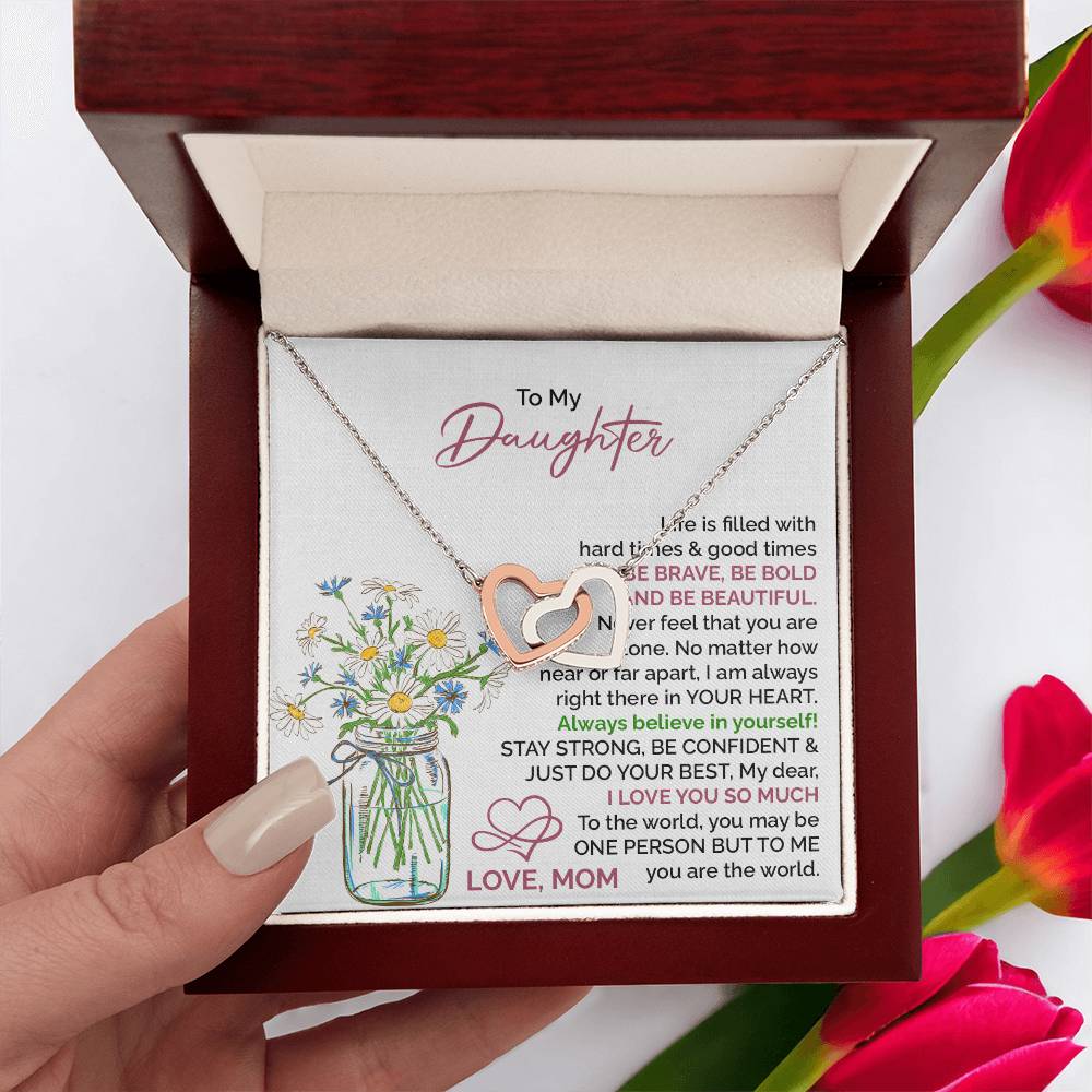 Daughter Necklace Gift with Floral Card from Mom