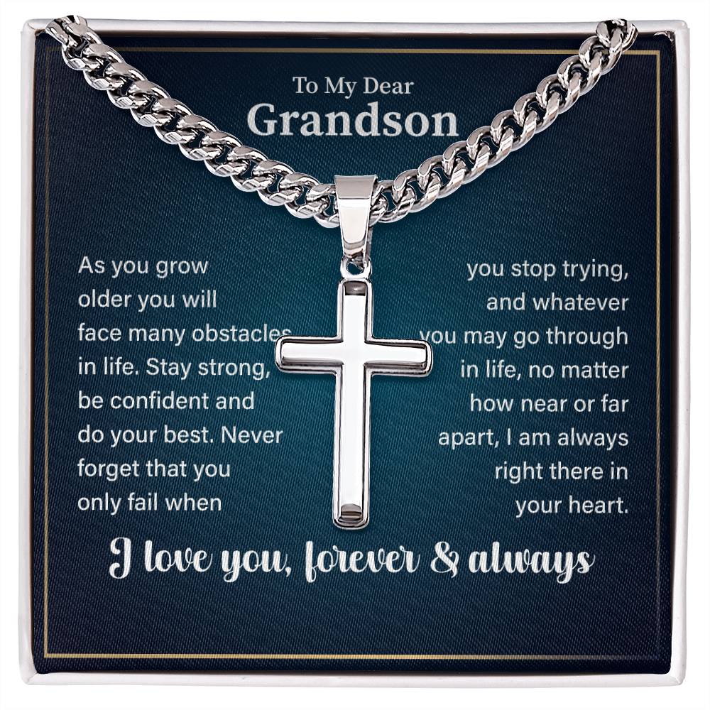 To My Dear Grandson Necklace, Grandson Gifts From Grandma, Grandson Gifts From Grandparents, Nana And Grandson Gifts I Love You Forever And Always.