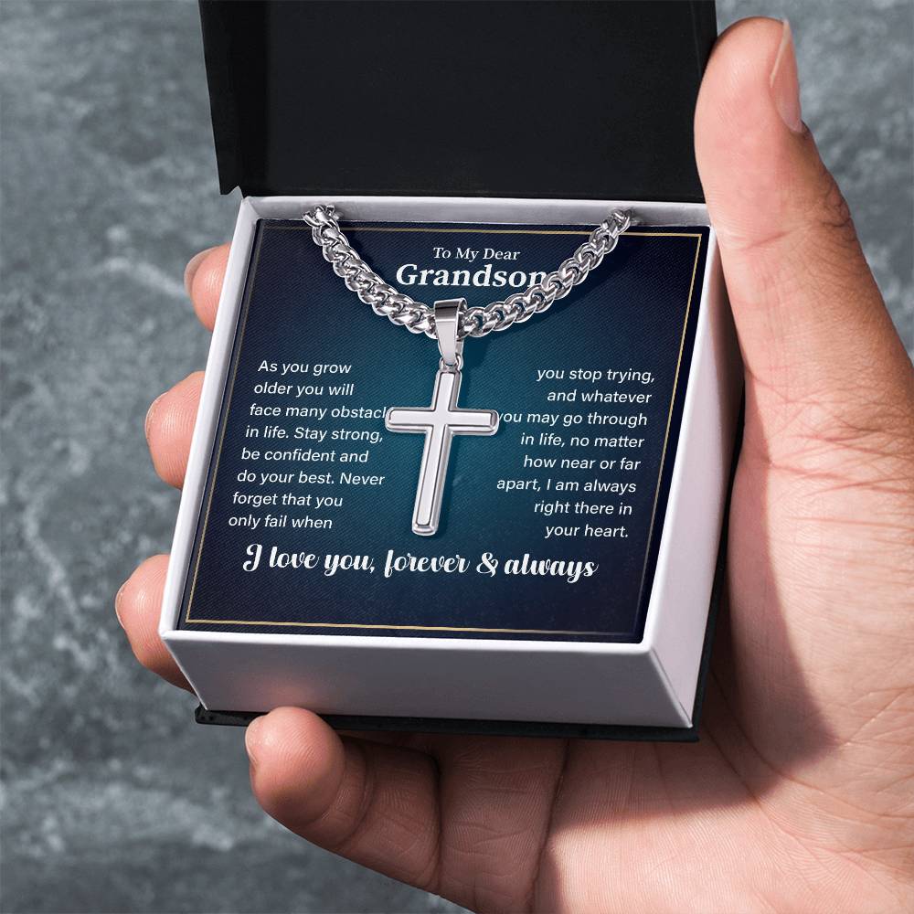 To My Dear Grandson Necklace, Grandson Gifts From Grandma, Grandson Gifts From Grandparents, Nana And Grandson Gifts I Love You Forever And Always.