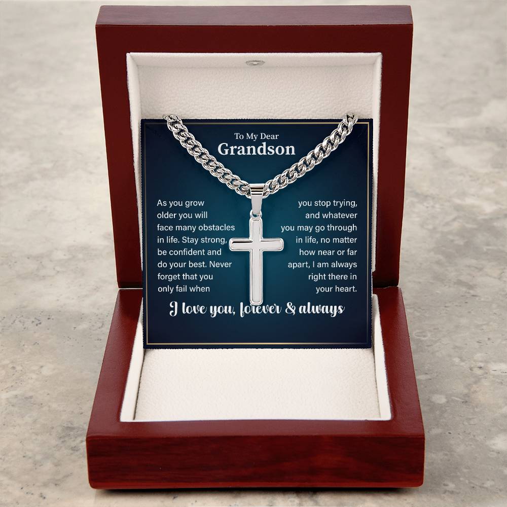 To My Dear Grandson Necklace, Grandson Gifts From Grandma, Grandson Gifts From Grandparents, Nana And Grandson Gifts I Love You Forever And Always.