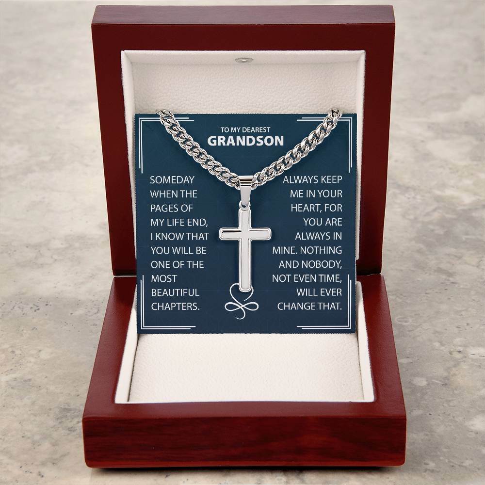 To My Dearest Grandson Necklace, Grandson Anniversary Birthday Christmas Gifts For Grandson From Grandparent.