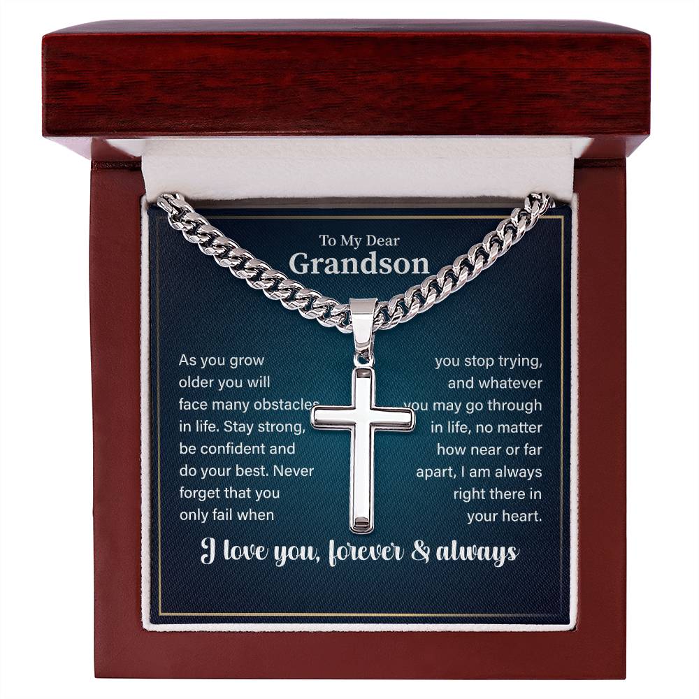 To My Dear Grandson Necklace, Grandson Gifts From Grandma, Grandson Gifts From Grandparents, Nana And Grandson Gifts I Love You Forever And Always.