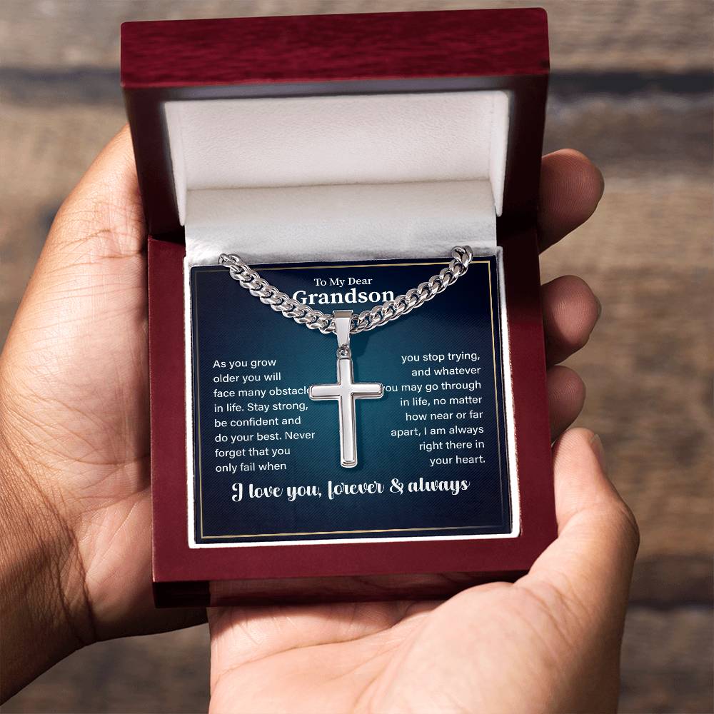 To My Dear Grandson Necklace, Grandson Gifts From Grandma, Grandson Gifts From Grandparents, Nana And Grandson Gifts I Love You Forever And Always.