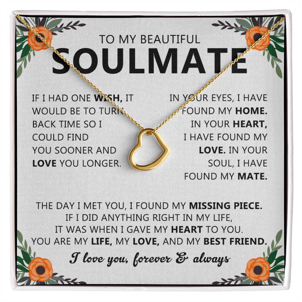 Soulmate Necklace Gift with Romantic Heartfelt Message