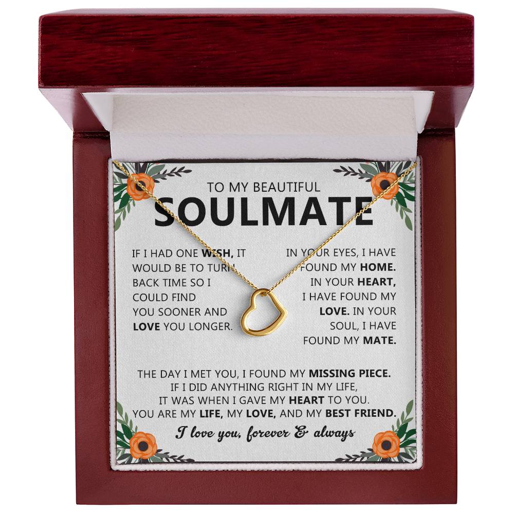 Soulmate Necklace Gift with Romantic Heartfelt Message