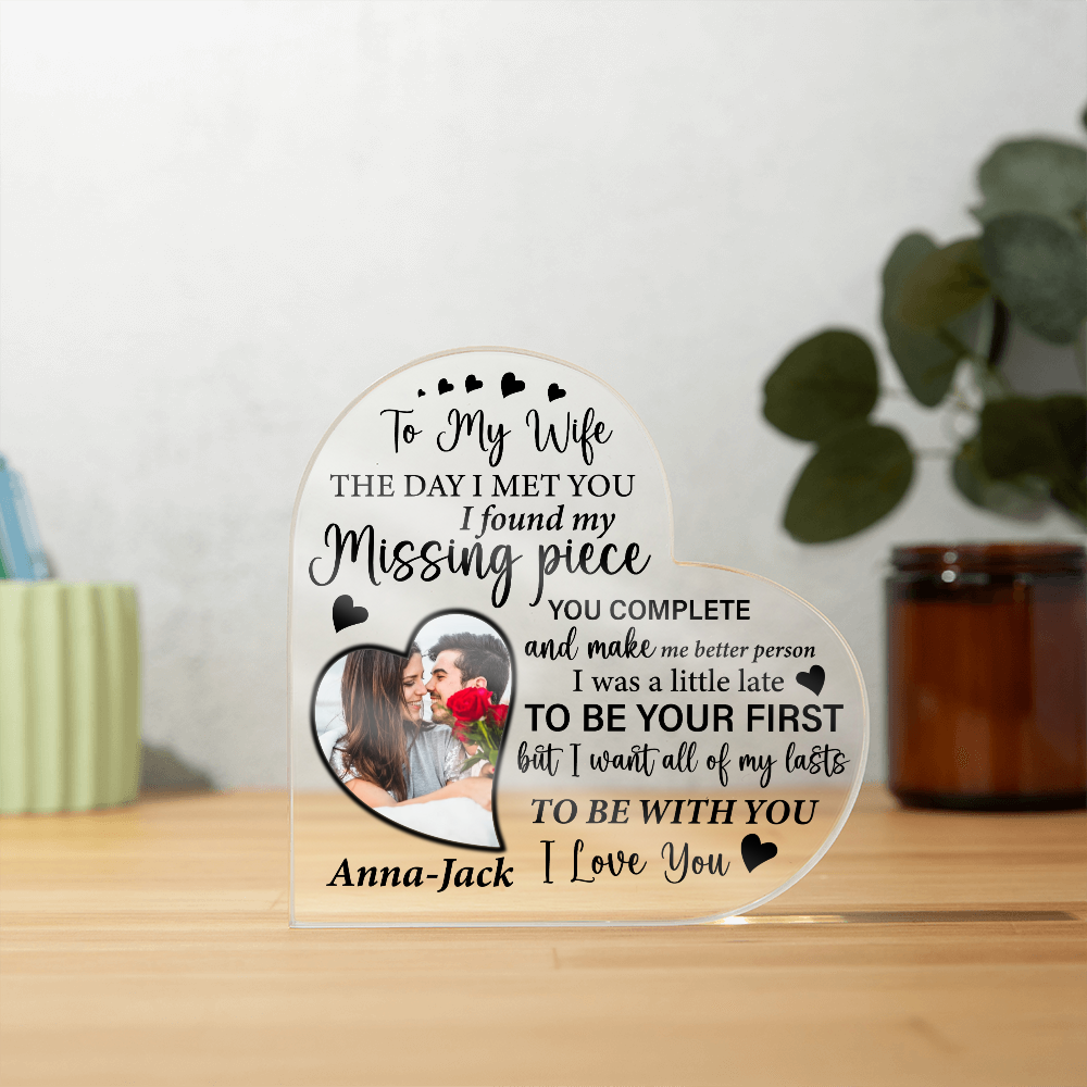 To My Wife Gift Heart-Shaped Missing Piece Plaque