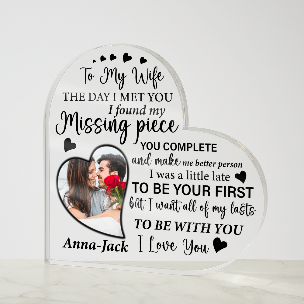 To My Wife Gift Heart-Shaped Missing Piece Plaque