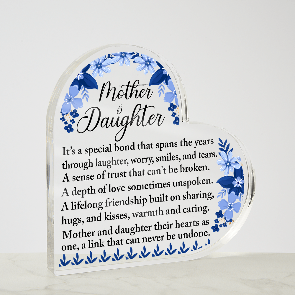Mother Daughter Heart Acrylic Keepsake Gift