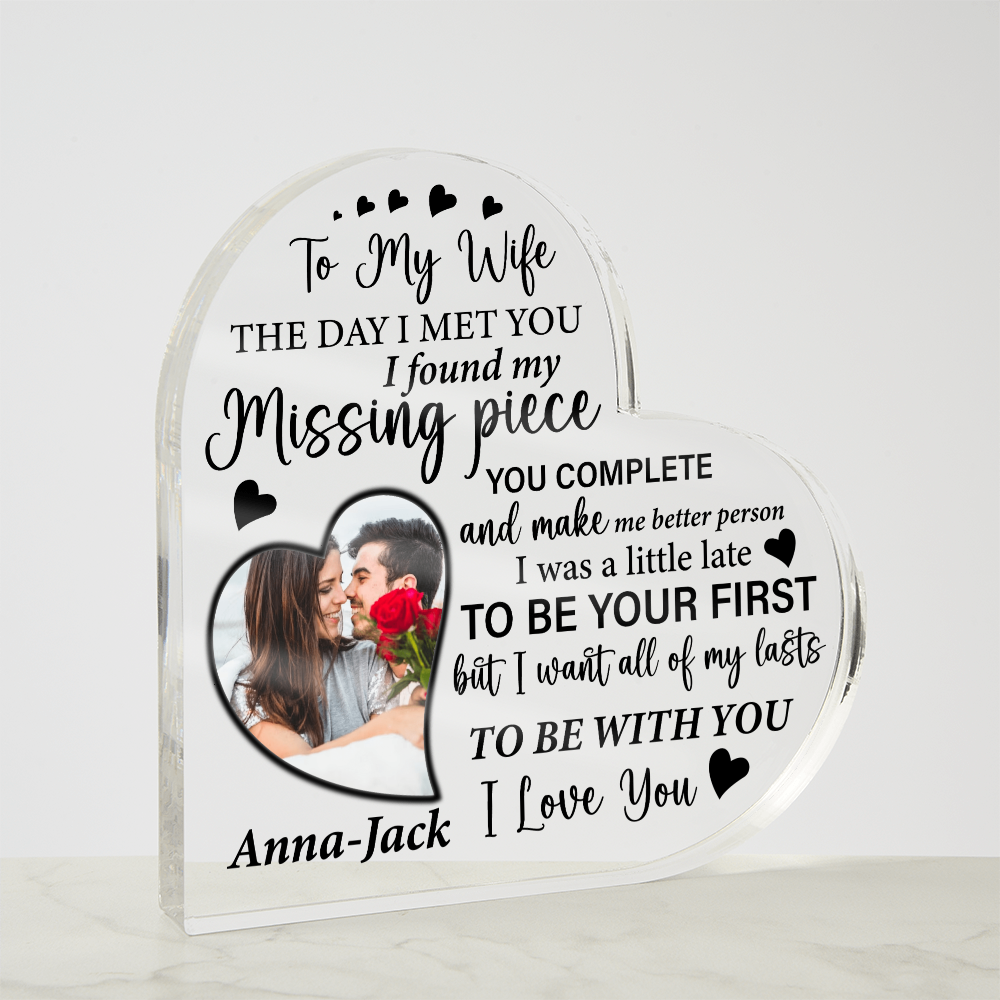 To My Wife Gift Heart-Shaped Missing Piece Plaque