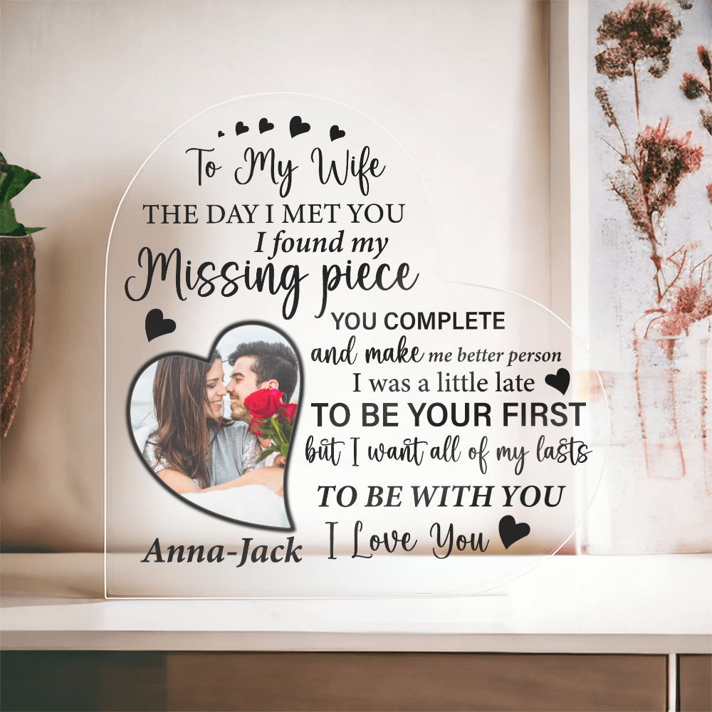 To My Wife Gift Heart-Shaped Missing Piece Plaque