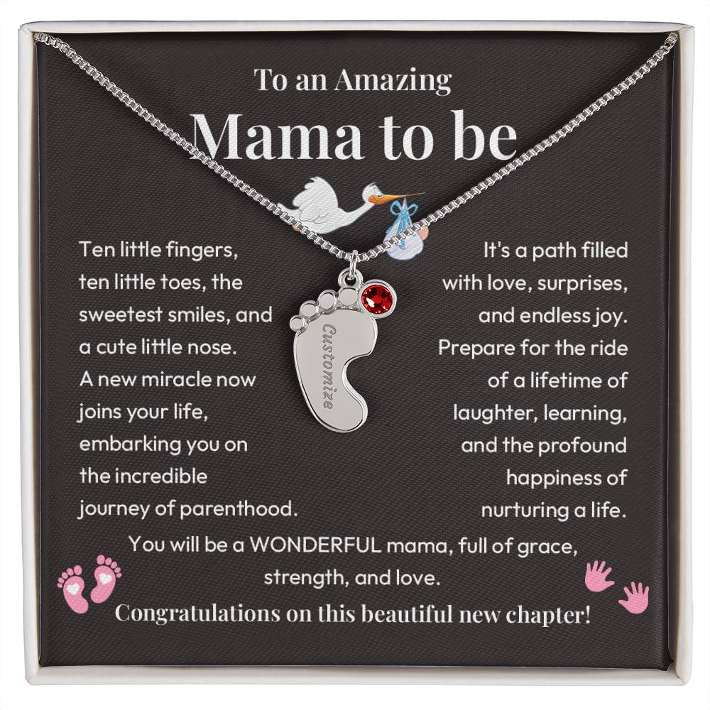 Baby Feet Necklace for Mom to Be – New Baby Gift with Message Card