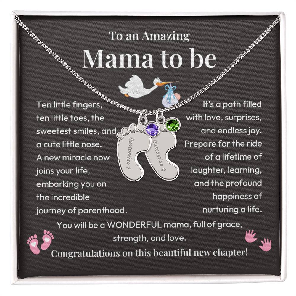 Baby Feet Necklace for Mom to Be – New Baby Gift with Message Card