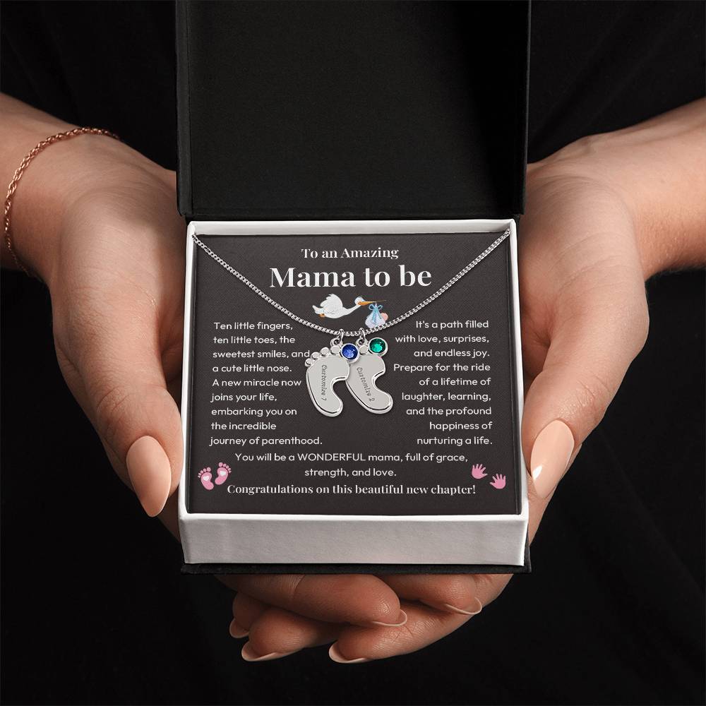Baby Feet Necklace for Mom to Be – New Baby Gift with Message Card